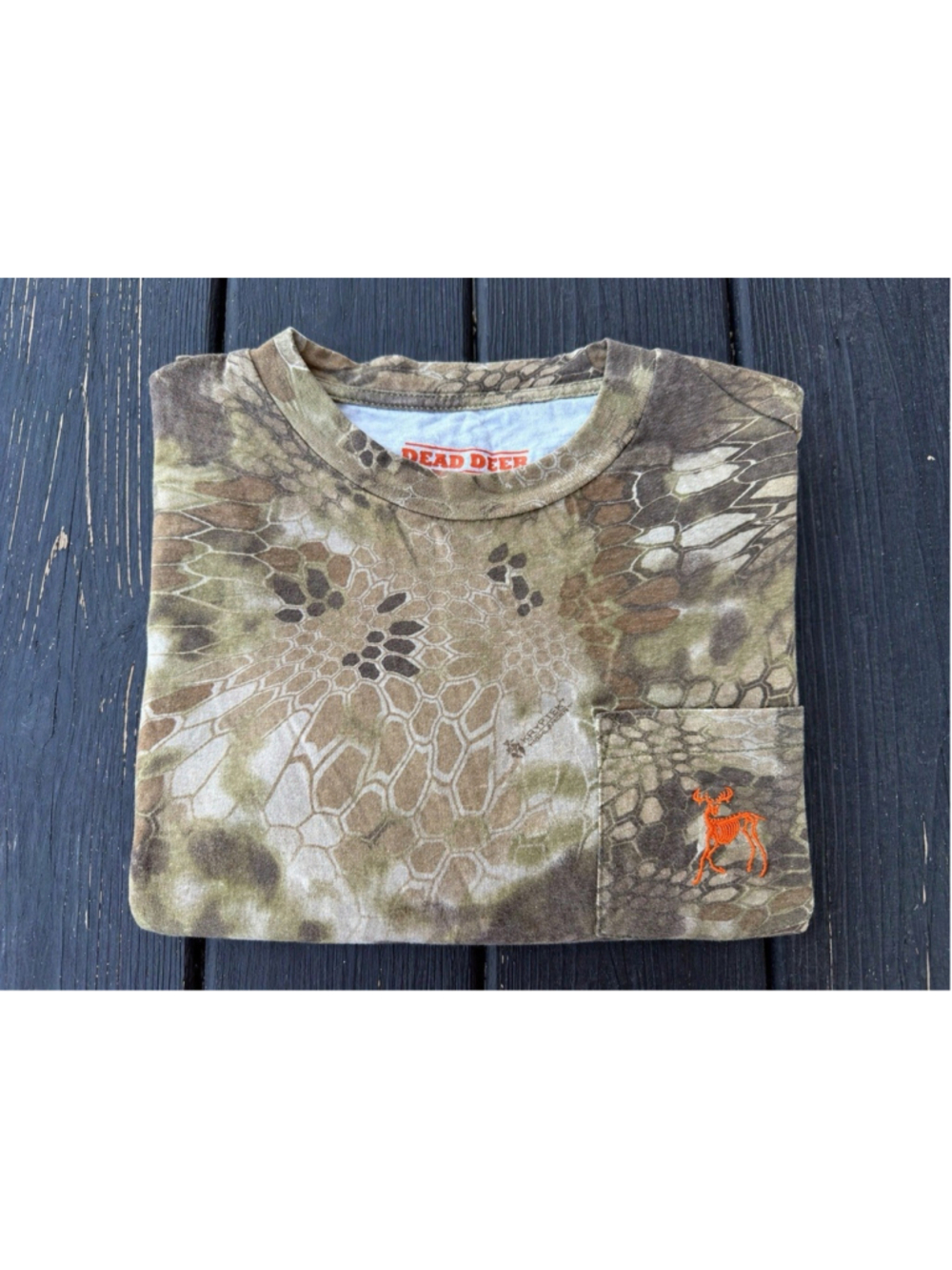 Dead Deer Kryptek Camo Long Sleeve Pocket Tee Mens L Hunting Shirt Cotton